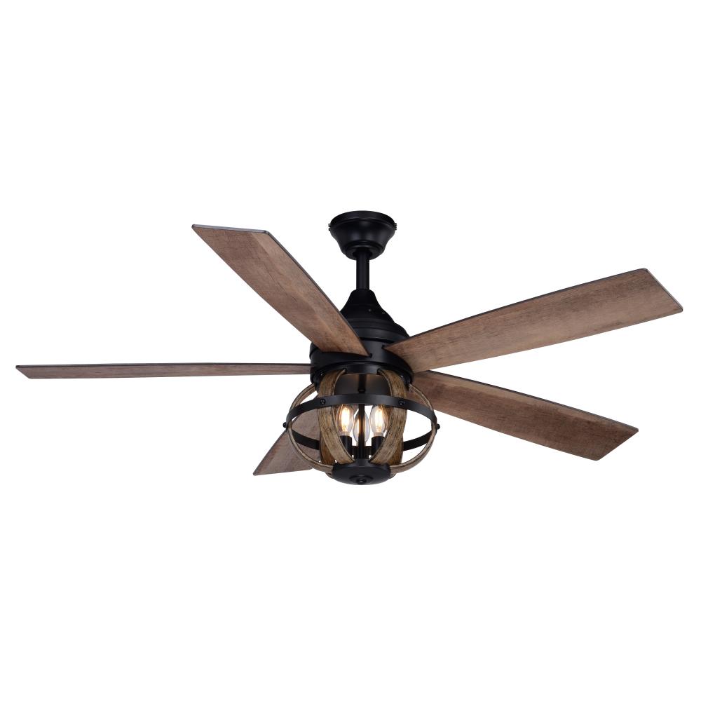 Huron 52-in. 3 Light LED Ceiling Fan Black and Burnished Teak