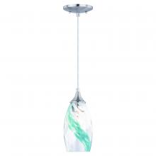 Vaxcel International P0278 - Milano 4.75-in Mini Pendant Caribbean Swirl Glass Satin Nickel