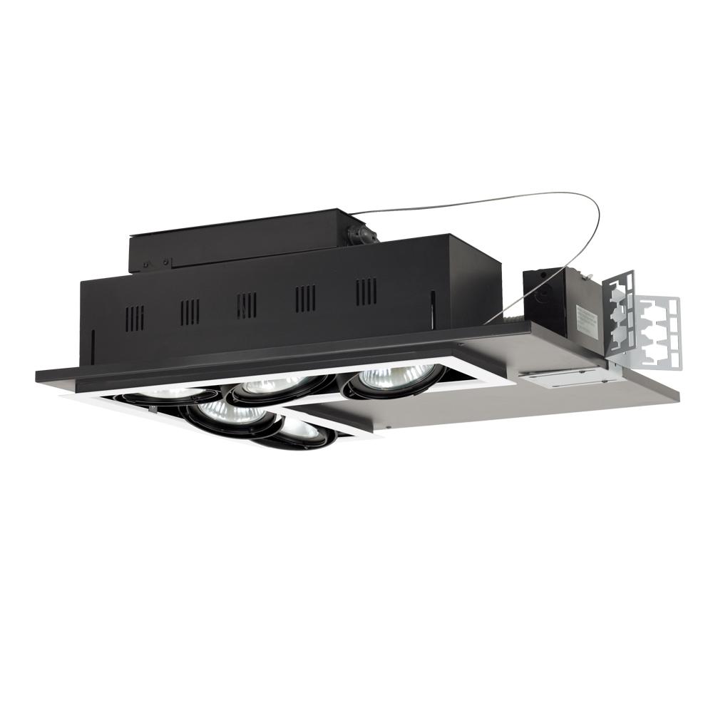 5-Light Double Gimbal L-Corner Recessed Line Voltage Fixture.