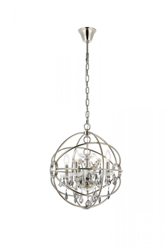 Geneva 4 Light Polished Nickel Pendant Silver Shade (Grey) Royal Cut Crystal