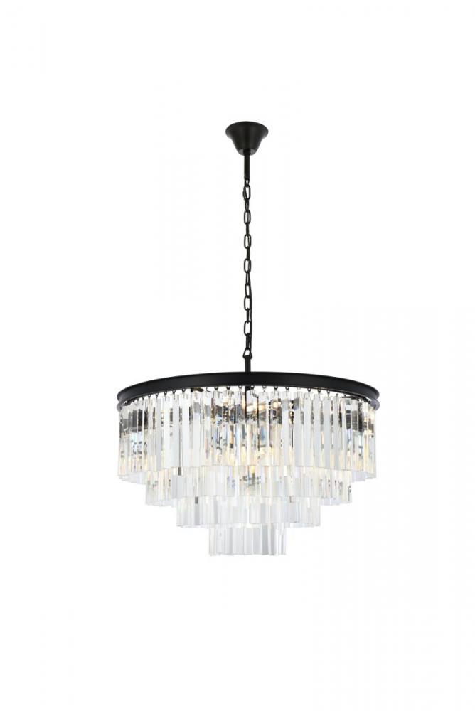 Sydney 17 light Matte Black Chandelier Clear Royal Cut Crystal