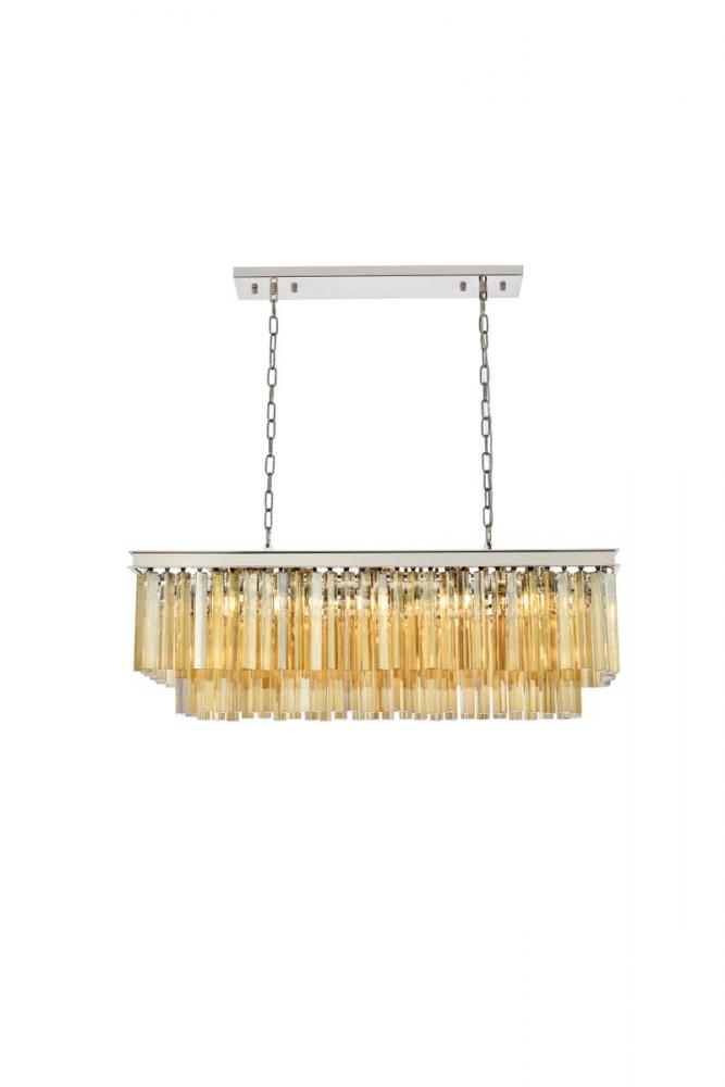 Sydney 12 light polished nickel Chandelier Golden Teak (Smoky) Royal Cut Crystal