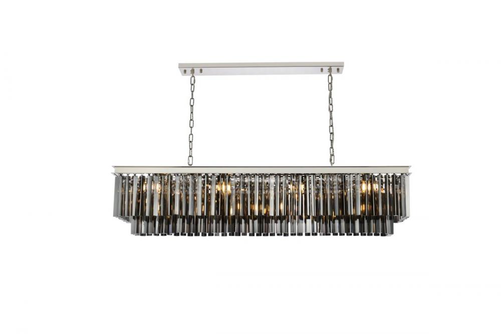 Sydney 12 Light Polished Nickel Chandelier Silver Shade (Grey) Royal Cut Crystal