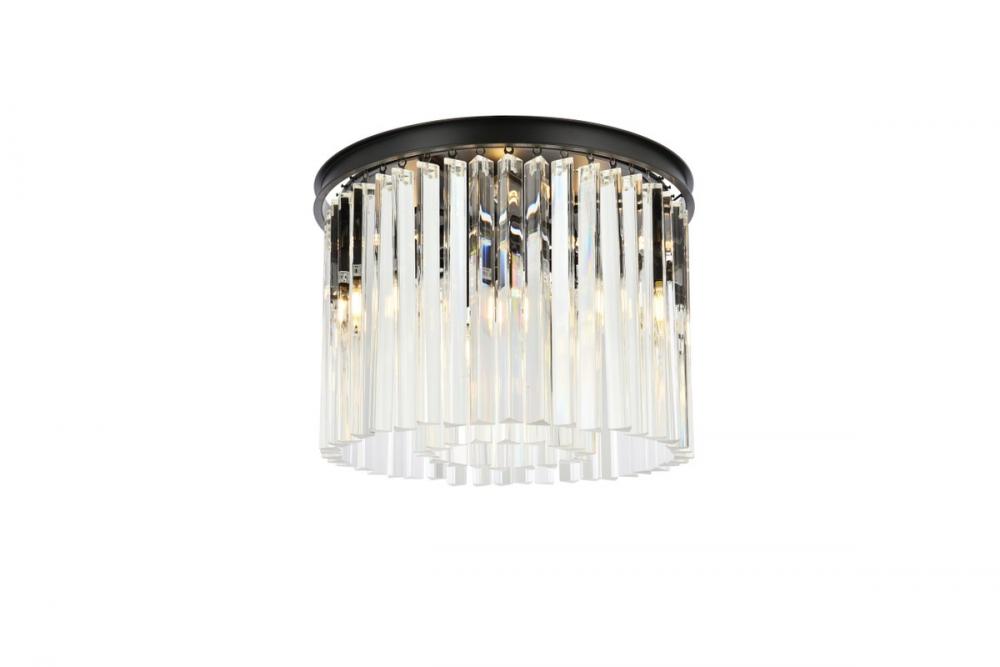 Sydney 6 light Matte Black Flush Mount Clear Royal Cut Crystal