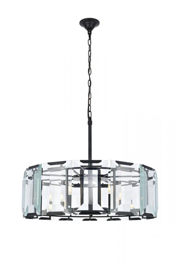 Monaco 8 Light Flat Black (Matte) Chandelier Clear Glass Crystal