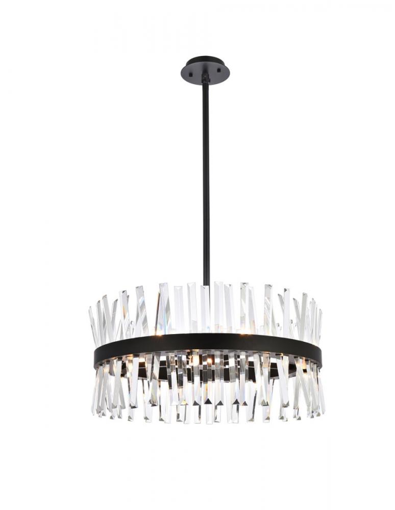 Serephina 25 Inch Crystal Round Pendant Light in Black