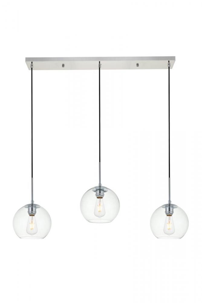 Baxter 3 Lights Chrome Pendant with Clear Glass