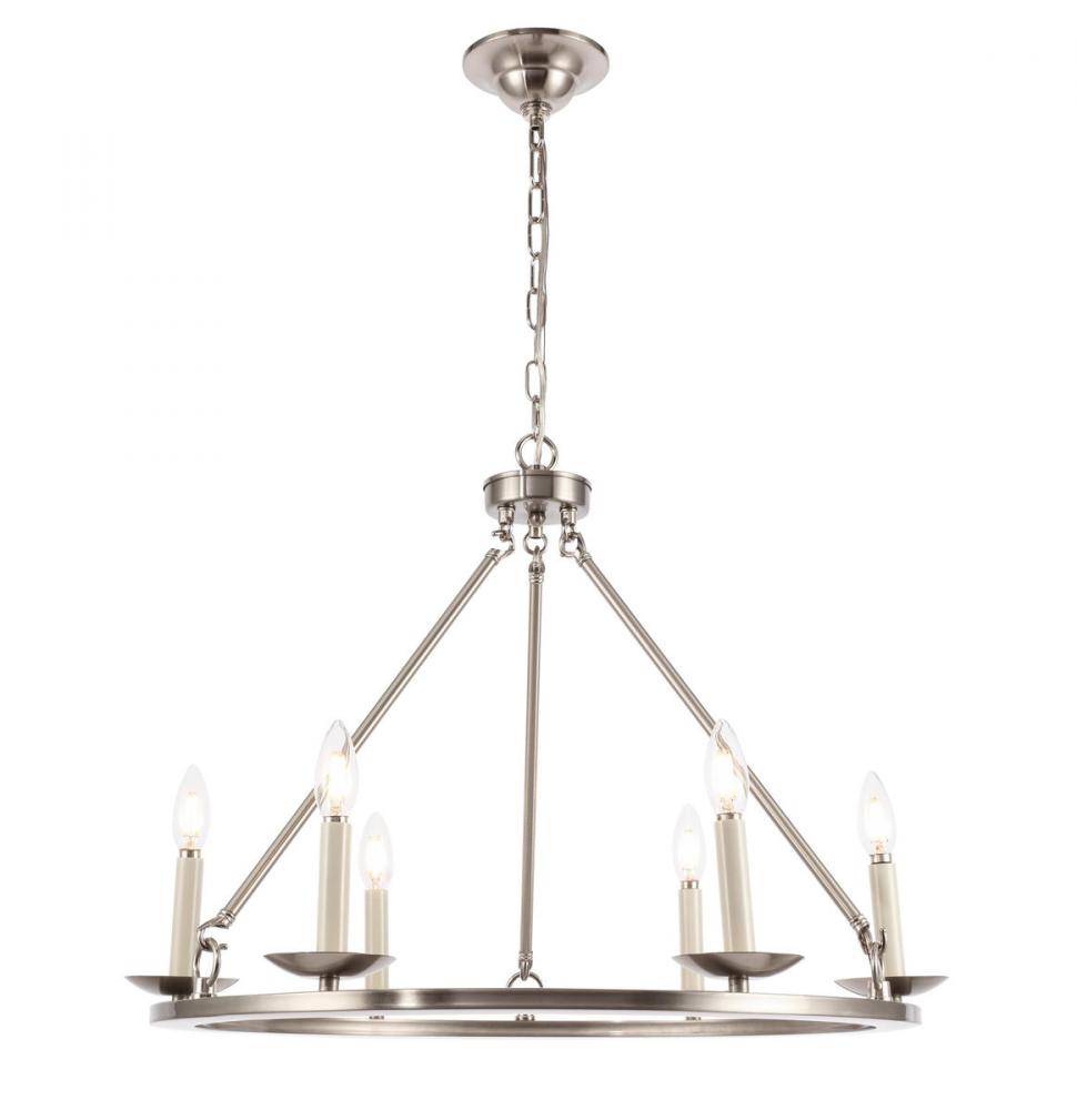 Maine 6 Light Burnished Nickel Chandelier