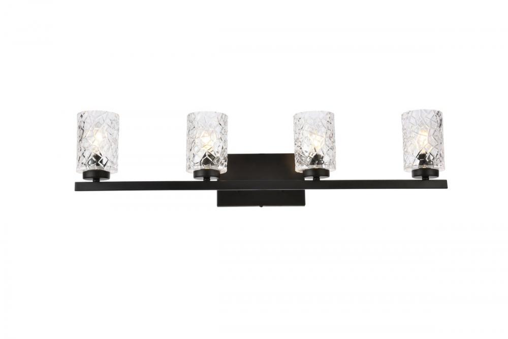 Cassie 4 lights bath sconce in black with clear shade