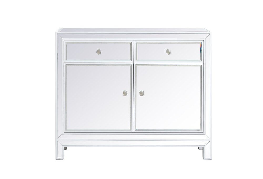 38 inch mirrored end table in white