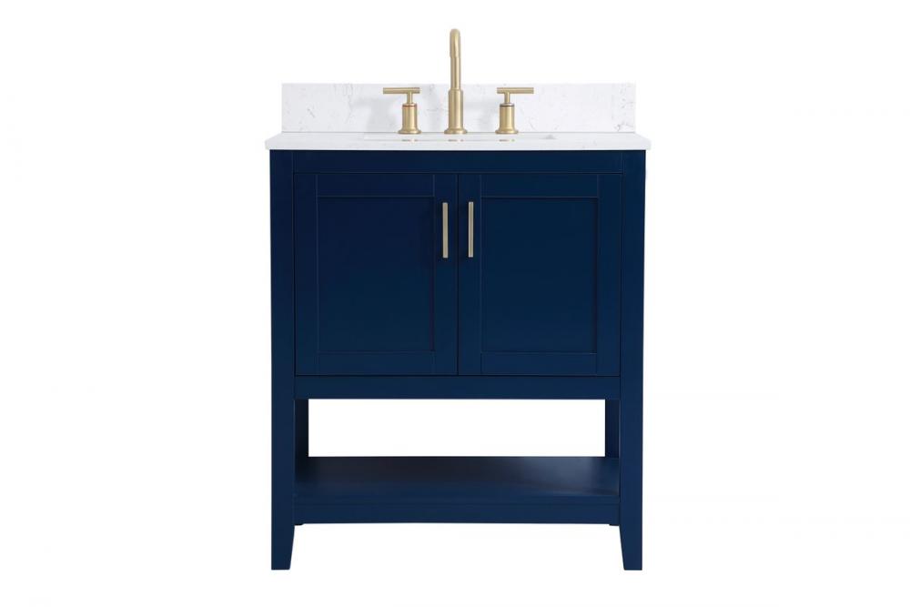 30 inch Single Bathroom Vanity in Blue with Backsplash