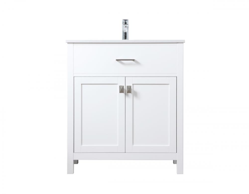 30 Inch Single Bathroom Vanity in White