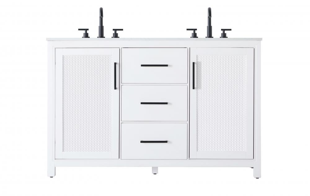 54 Inch Double Bathroom Vanity In White