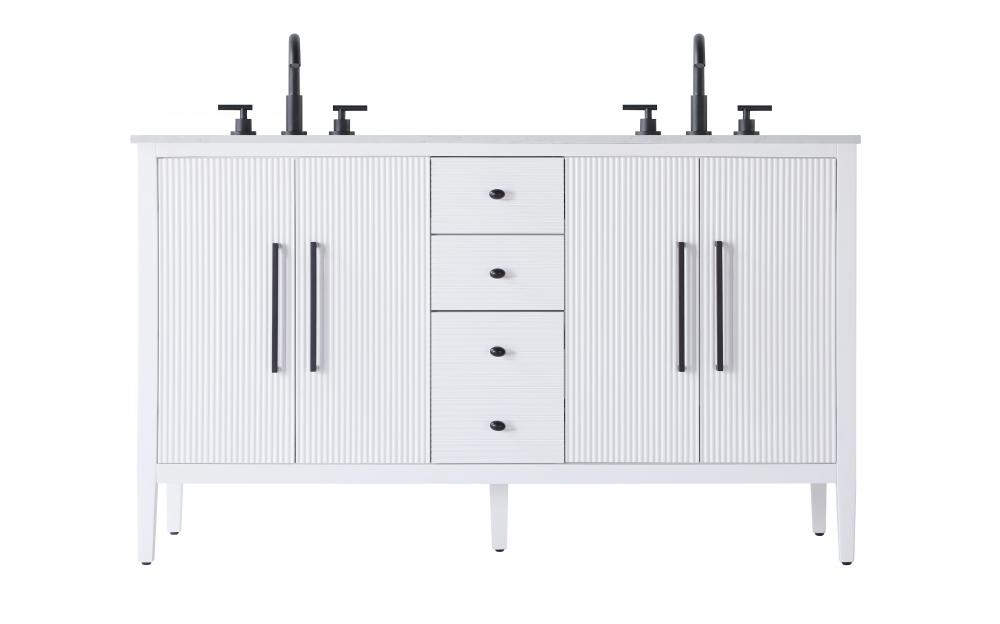 60 inch Double Bathroom Vanity in White