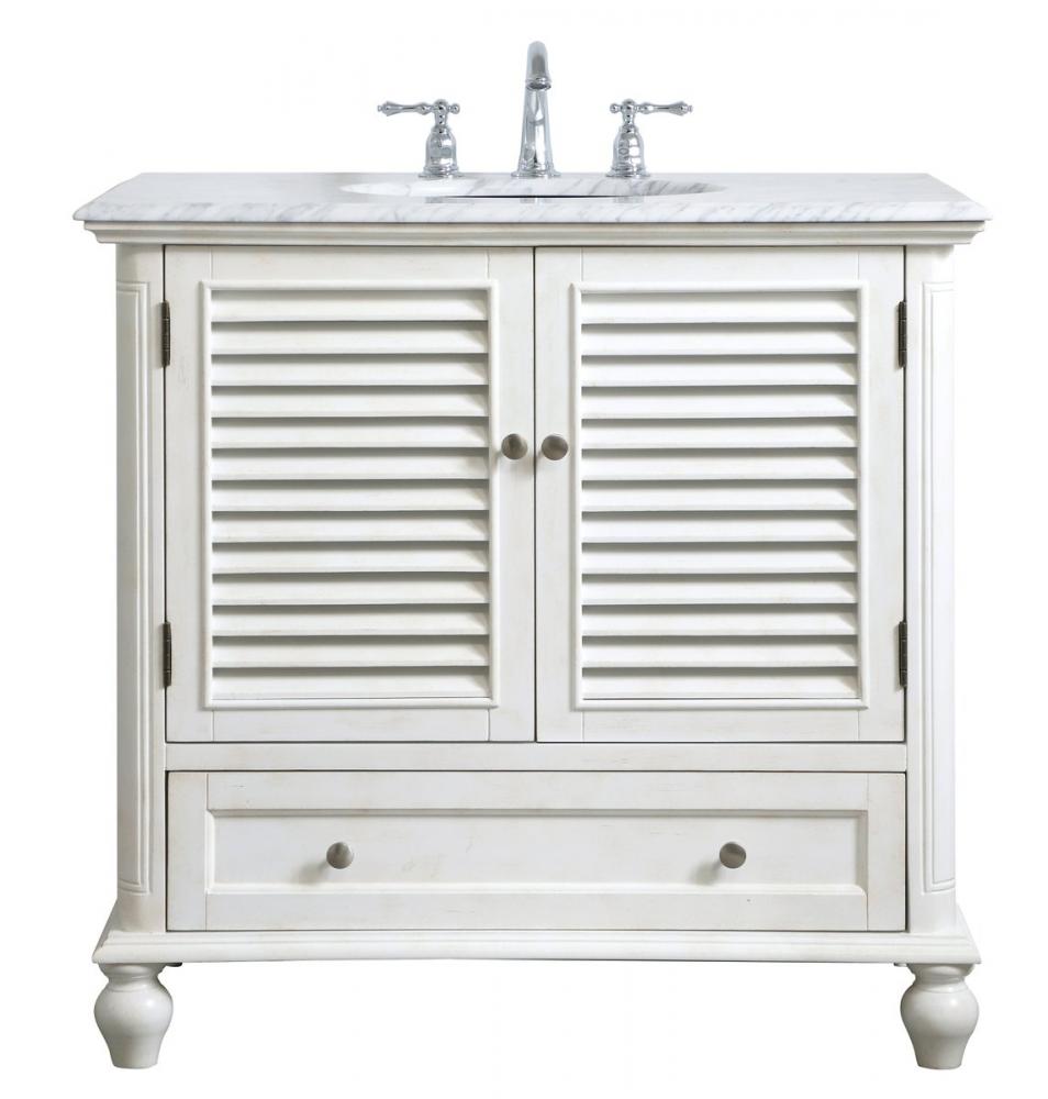 36 Inch Single Bathroom Vanity in Antique White