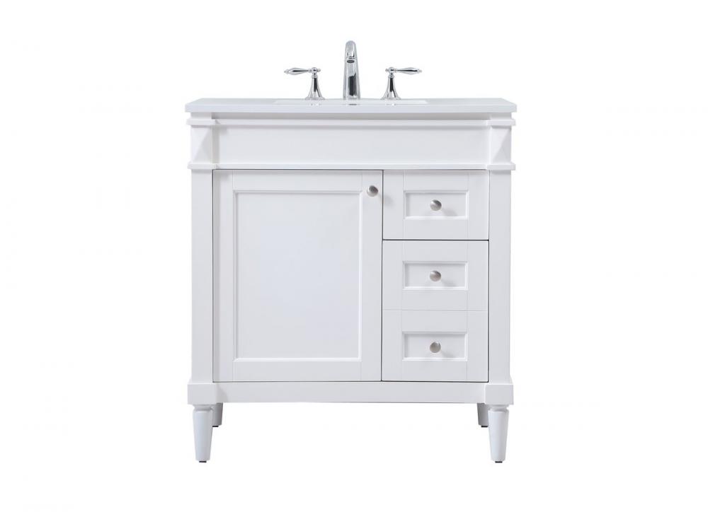 32 inch Single bathroom vanity in white