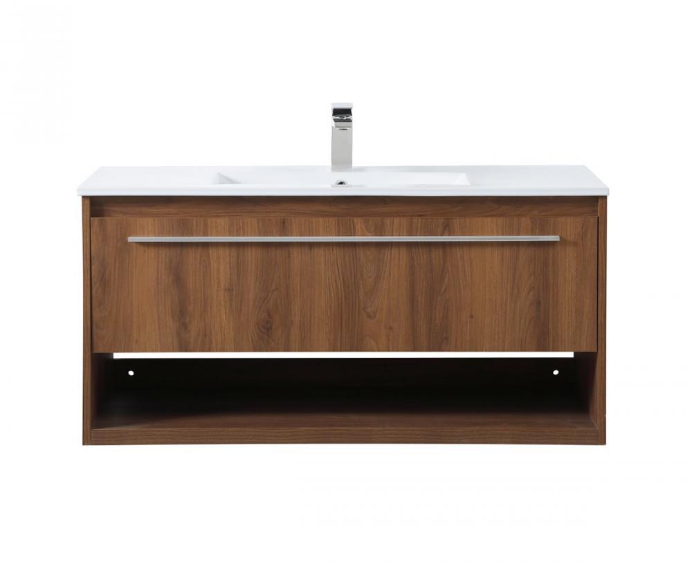 40 inch Single Bathroom Floating Vanity in Walnut Brown