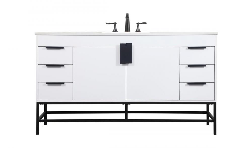 60 Inch Single Bathroom Vanity in White