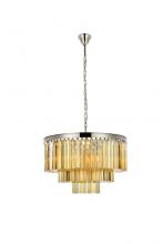 Elegant 1201D26PN-GT/RC - Sydney 9 light polished nickel Chandelier Golden Teak (Smoky) Royal Cut Crystal