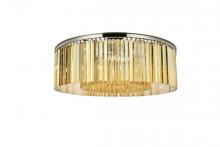 Elegant 1208F43PN-GT/RC - Sydney 10 light polished nickel Flush Mount Golden Teak (Smoky) Royal Cut Crystal