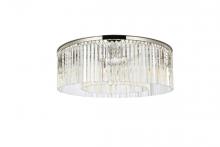 Elegant 1208F43PN/RC - Sydney 10 light polished nickel Flush Mount Clear Royal Cut Crystal