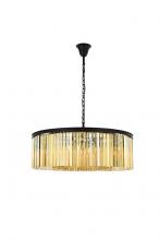 Elegant 1208G43MB-GT/RC - Sydney 10 Light Matte Black Chandelier Golden Teak (Smoky) Royal Cut Crystal