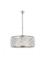 Elegant 1214D25PN/RC - Madison 6 Light Polished Nickel Chandelier Clear Royal Cut Crystal