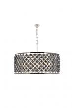 Elegant 1214G43PN-SS/RC - Madison 10 Light Polished Nickel Chandelier Silver Shade (Grey) Royal Cut Crystal