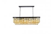 Elegant 1232D50MB-GT/RC - Sydney 12 light Matte Black Chandelier Golden Teak (Smoky) Royal Cut Crystal