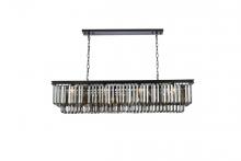 Elegant 1232D60MB-SS/RC - Sydney 12 light Matte Black Chandelier Silver Shade (Grey) Royal Cut Crystal