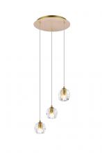 Elegant 3505D12G - 3 light Gold pendant