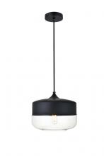 Elegant LD2243BK - Ashwell 1 Light Black Pendant With Clear Glass