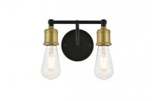 Elegant LD4028W9BRB - Serif 2 Light Brass and Black Wall Sconce