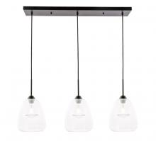 Elegant LD5032D36BK - Kason 3 Light Black and Clear Glass Pendant