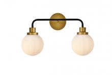 Elegant LD7032W19BRB - Hanson 2 lights bath sconce in black with brass with frosted shade