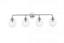 Elegant LD7037W38PN - Hanson 4 lights bath sconce in polished nickel with clear shade