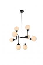 Elegant LD7038D36BK - Hanson 8 lights pendant in black with frosted shade