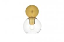 Elegant LD7321W6BRA - Genesis 1 Light Brass and Clear Bath Sconce