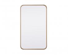 Elegant MR801830BR - Soft Corner Metal Rectangular Mirror 18x30 Inch in Brass