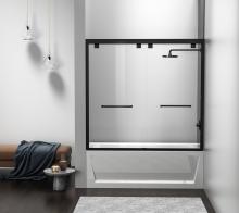 Elegant TD333-6060MBK - Semi-frameless tub door 60 x 60 Matte Black