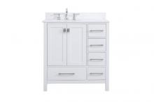 Elegant VF18832WH-BS - 32 Inch Single Bathroom Vanity in White with Backsplash