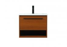 Elegant VF43524MTK - 24 inch Single bathroom vanity in teak