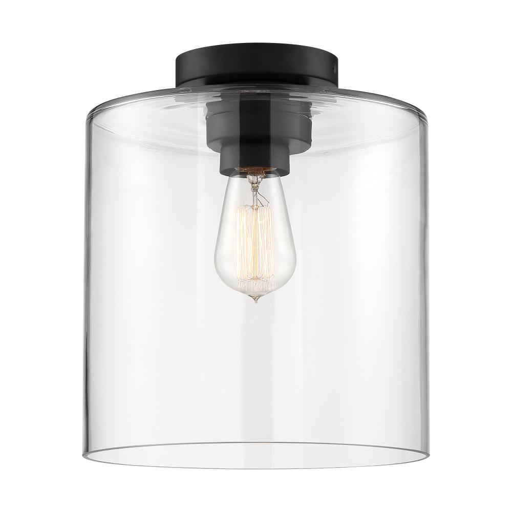 Chantecleer - 1 Light Semi Flush - with Clear Glass - Matte Black Finish