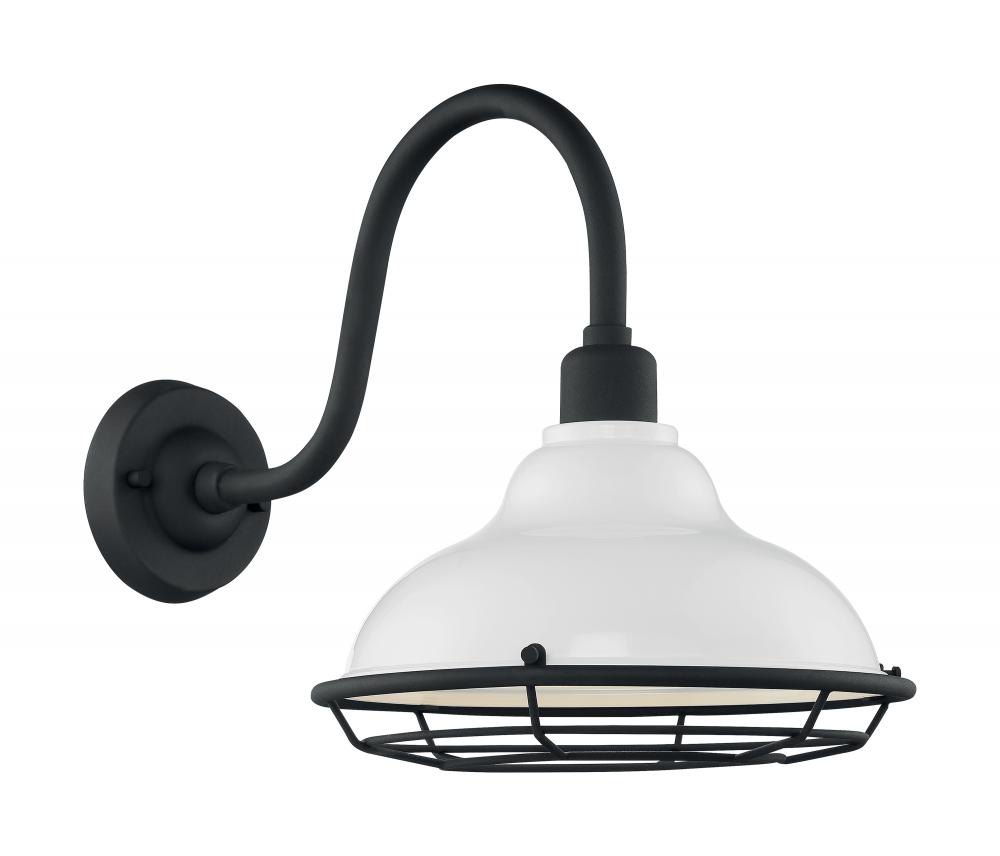 Newbridge - 1 Light Sconce with- Gloss White and Textured Black Finish