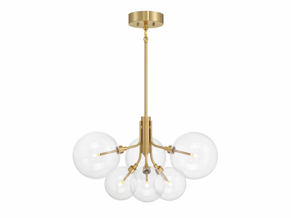 6-Light Chandelier in Natural Brass