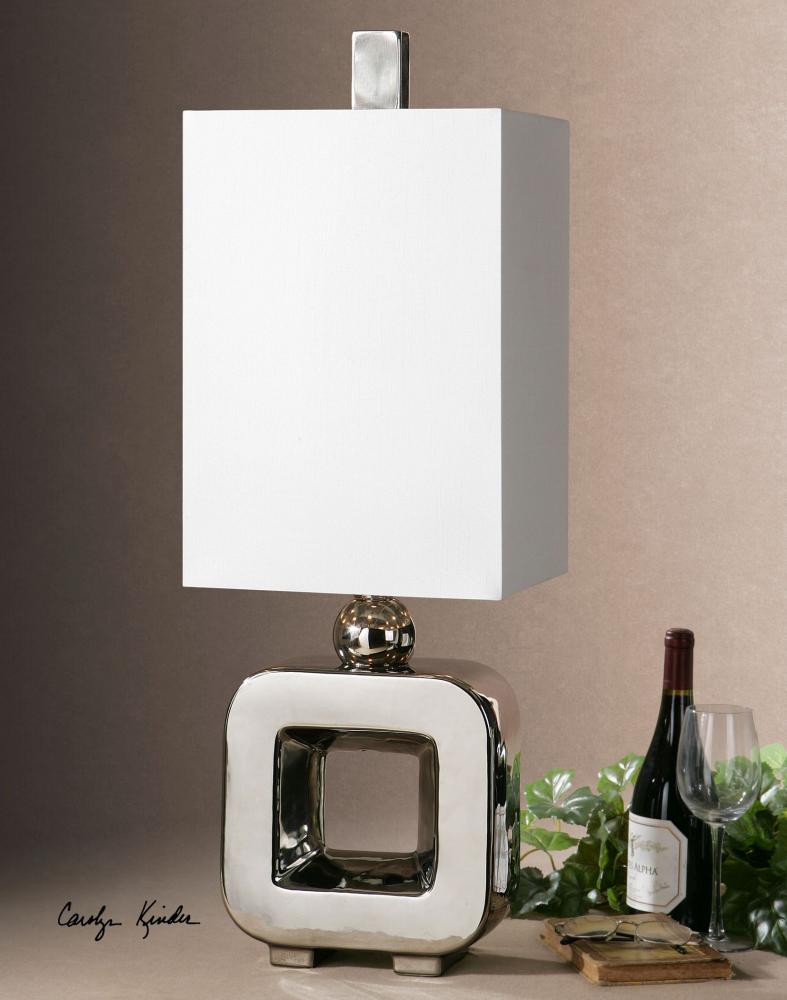 One Light Nickel Plated W/polished Nickel Accents Table Lamp