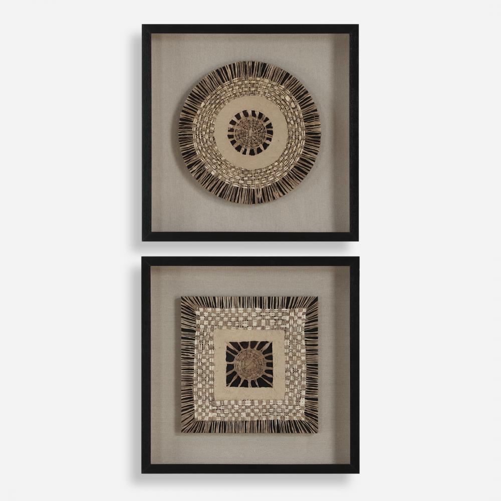 Uttermost Intertwine Knit Paper Shadow Box, S/2