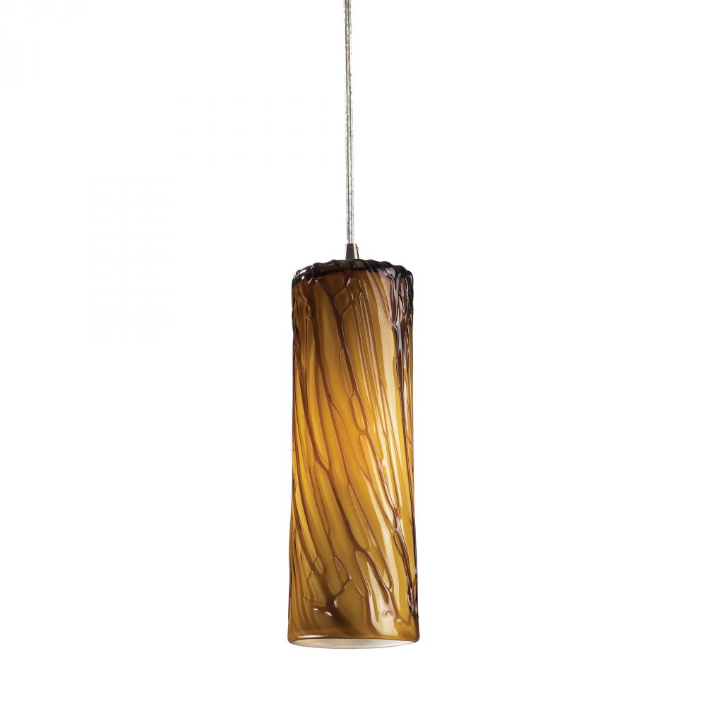 Maple 1 Light LED Pendant In Satin Nickel And Ma