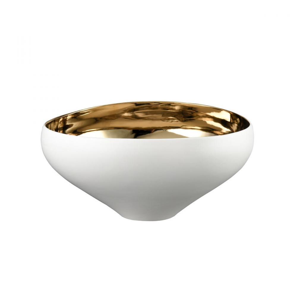 Greer Bowl - Tall White and Gold Glazed (2 pack) (2 pack)