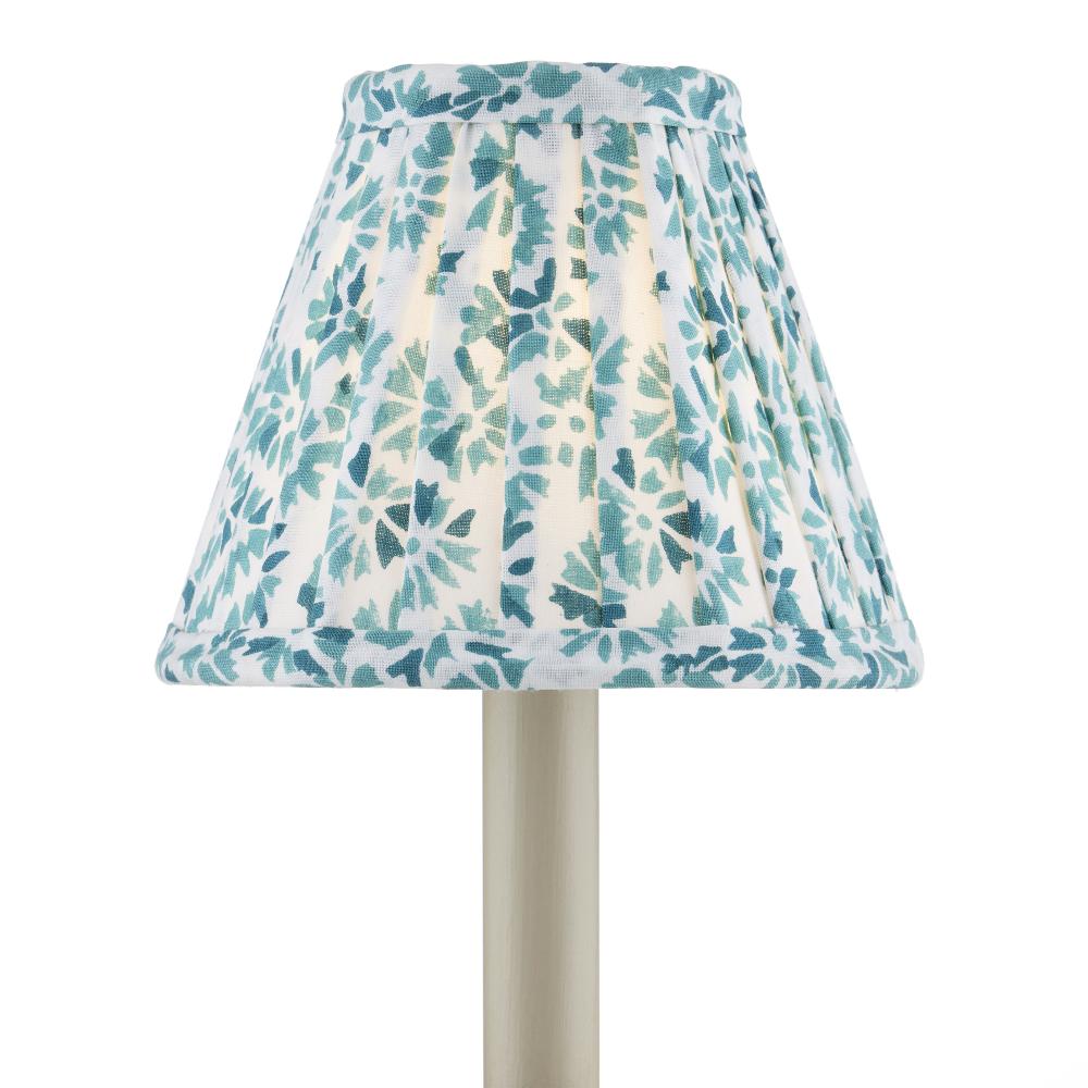 Block Print Green Pleated Chandelier Shade